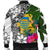 Tuvalu Men's Bomber Jacket White - Turtle Plumeria Banana Leaf - Polynesian Pride