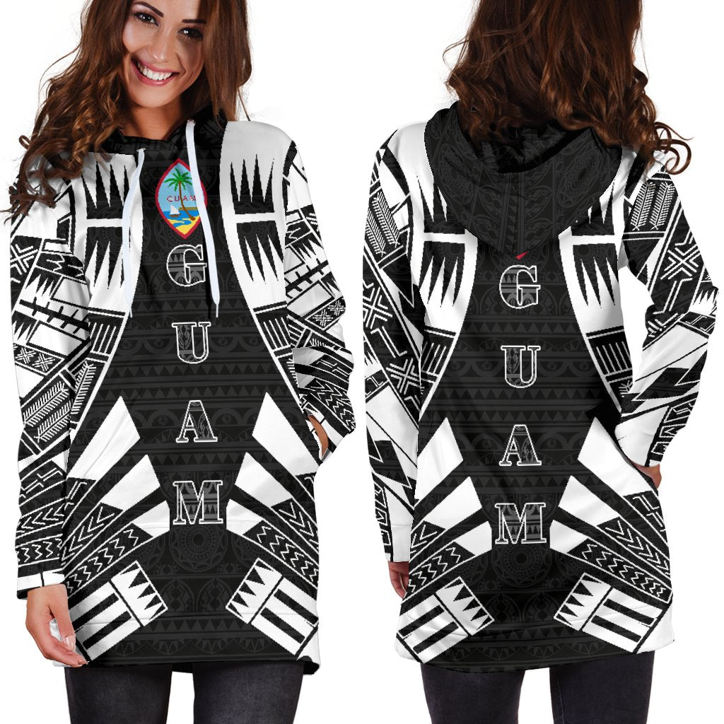 Guam Hoodie Dress - Polynesian Tattoo Black - Polynesian Pride