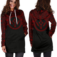 Kosrae Women Hoodie Dress - Kosrae Coat Of Arms Polynesian Red Black - Polynesian Pride