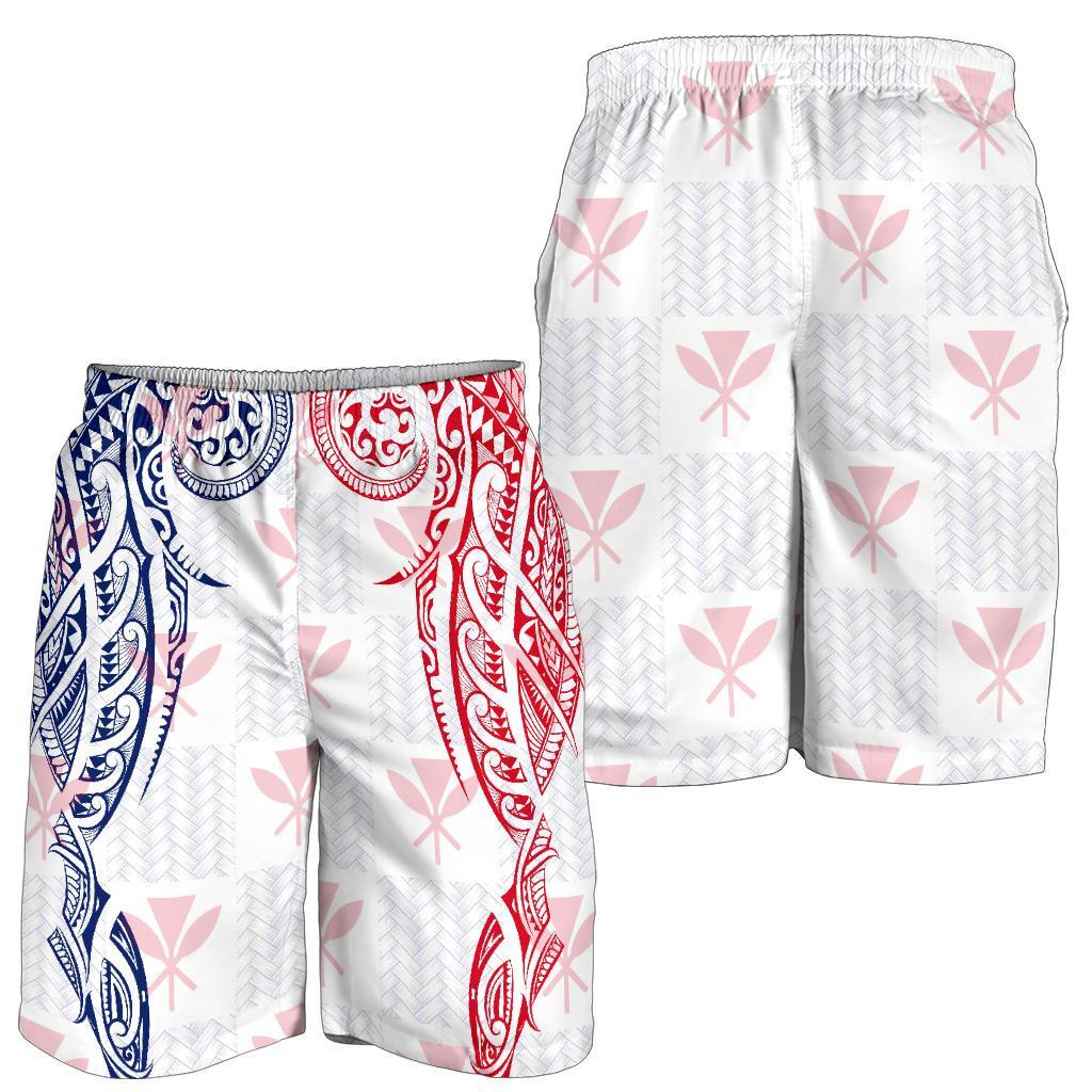 Hawaiian Kanaka Men's Shorts Flag Nation Demodern White AH White - Polynesian Pride