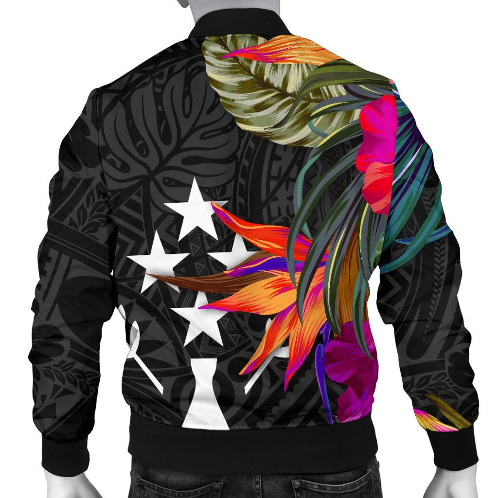 Kosrae Men's Bomber Jacket - Polynesian Hibiscus Pattern - Polynesian Pride