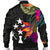 Kosrae Men's Bomber Jacket - Polynesian Hibiscus Pattern - Polynesian Pride