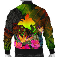 Papua New Guinea Polynesian Personalised Men's Bomber Jacket - Hibiscus and Banana Leaves - Polynesian Pride