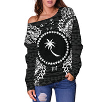 Chuuk Polynesian Shoulder Sweater Map Black - Polynesian Pride