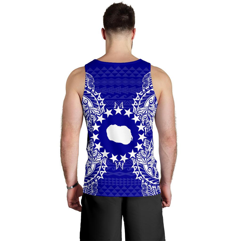 Cook Islands Polynesian Men Tank Top Map Blue - Polynesian Pride