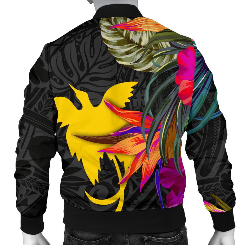 Papua New Guinea Men's Bomber Jacket - Hibiscus Polynesian Pattern - Polynesian Pride