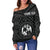 Tonga Personalised Women's Off Shoulder Sweater - Tonga Seal With Polynesian Tattoo Style (Black) - Polynesian Pride