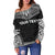 Tahiti Polynesian Chief Custom Personalised Women's Off Shoulder Sweater - Black Version - Polynesian Pride