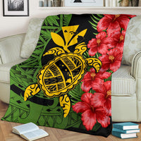 Hawaii Turtle Hibiscus Polynesian Premium Blanket - Aphos Style - Polynesian Pride