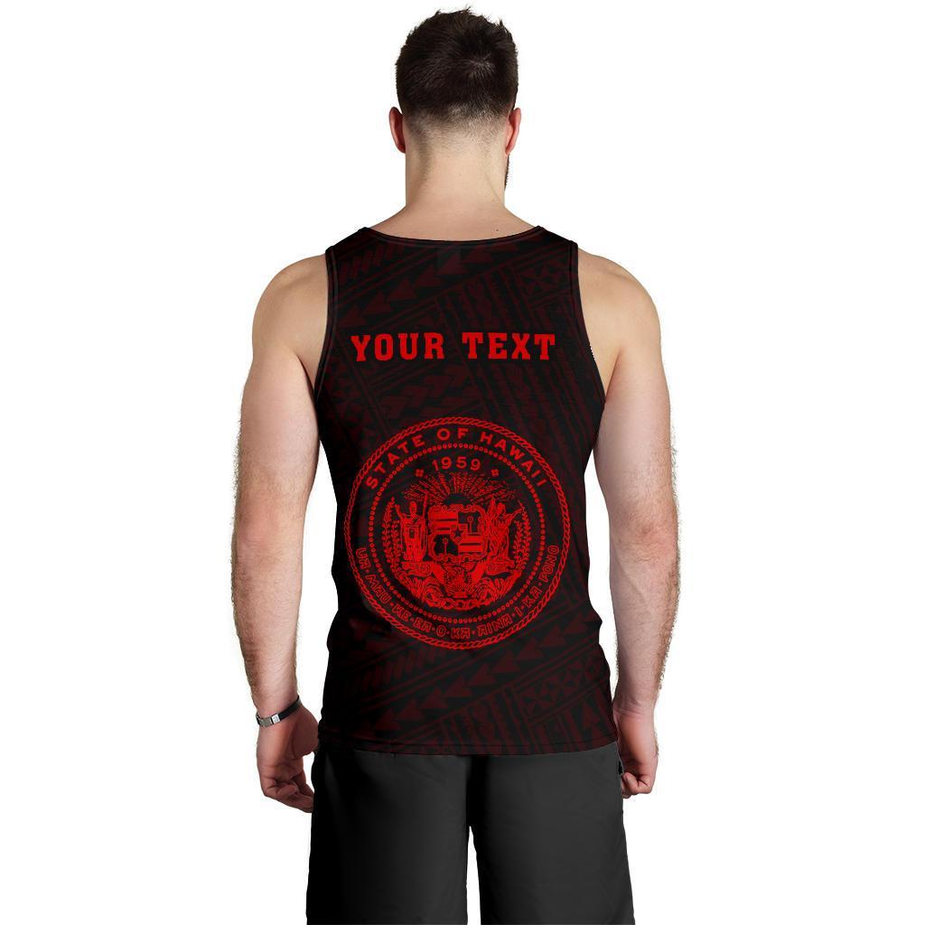 Hawaii Kakau Polynesian Coat Of Arms Personalized Men's Tank Top - Red - Polynesian Pride