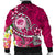 FSM Custom Personalised Men's Bomber Jacket - Turtle Plumeria (PINK) - Polynesian Pride