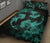 Hawaii Head Hammer Shark Hibiscus Turquoise Quilt Bed Set - Polynesian Pride