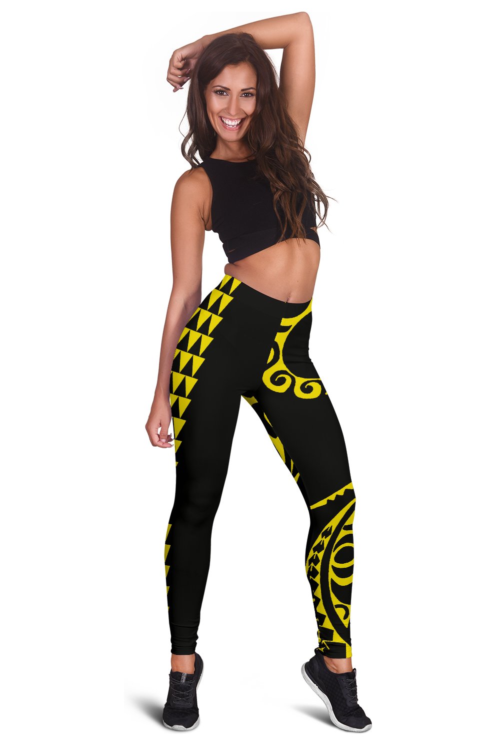 Yellow Polynesian Tribal Women's Leggings - Polynesian Pride
