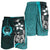 Pohnpei Micronesian Men's Shorts Turquoise - Turtle With Hook - Polynesian Pride