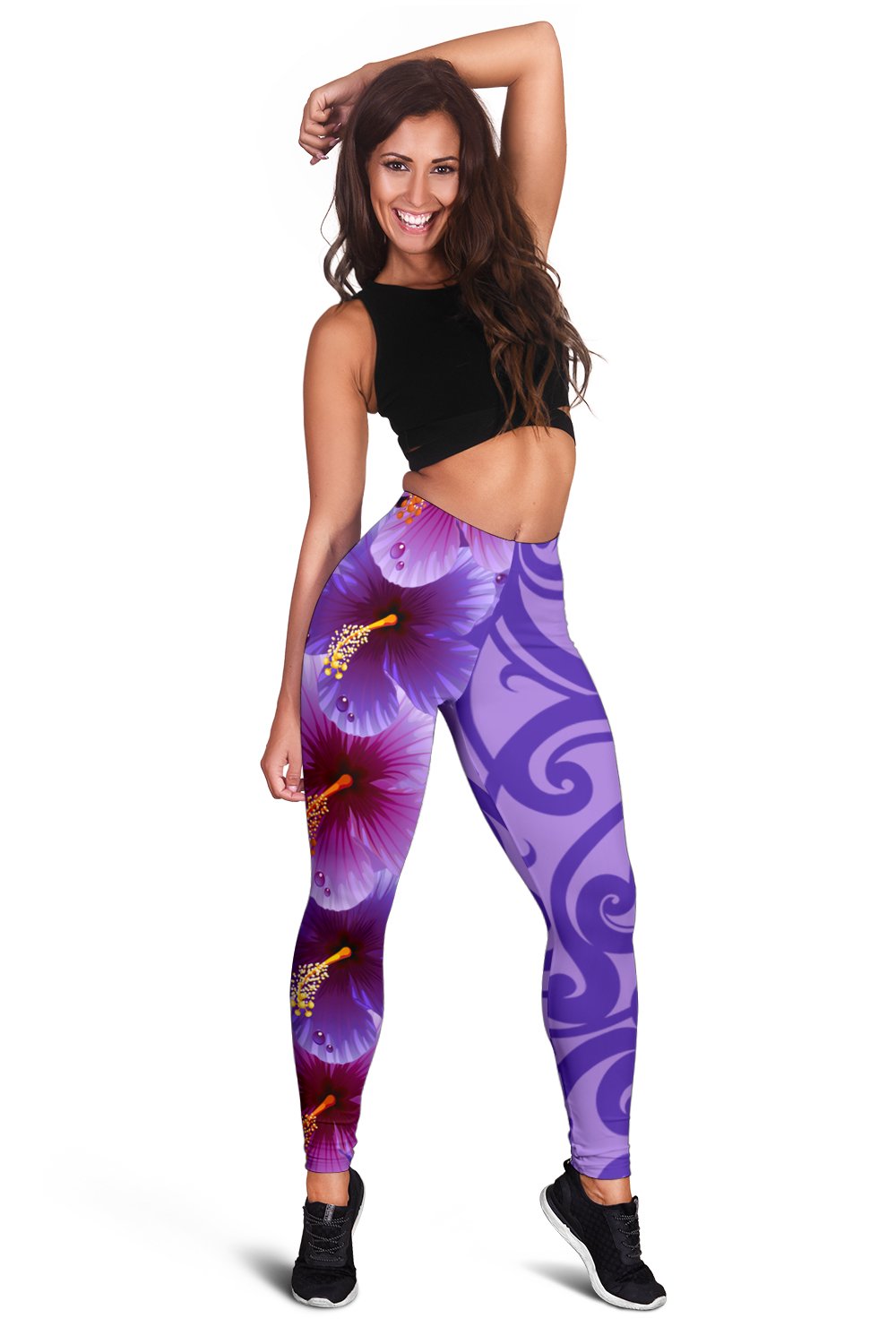 Hawaii Hibiscus Polynesian - Hawaiian Women's Leggings - Curtis Style Purple - Polynesian Pride