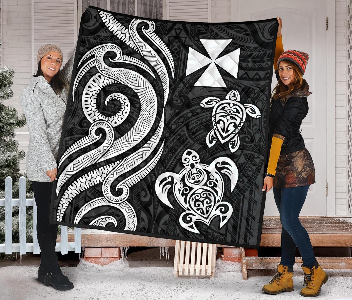 Wallis and Futuna Premium Quilt - White Tentacle Turtle - Polynesian Pride