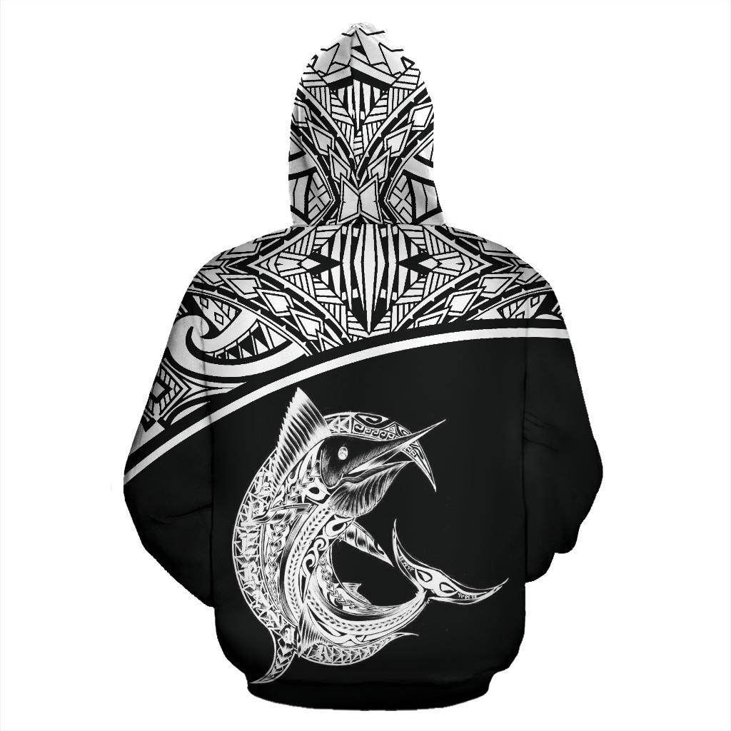 Bora 987 Fish All Over Hoodie Polynesian Black Curve Style - Polynesian Pride