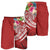 Papua New Guinea Polynesian Men's Shorts - Summer Plumeria (Red) - Polynesian Pride