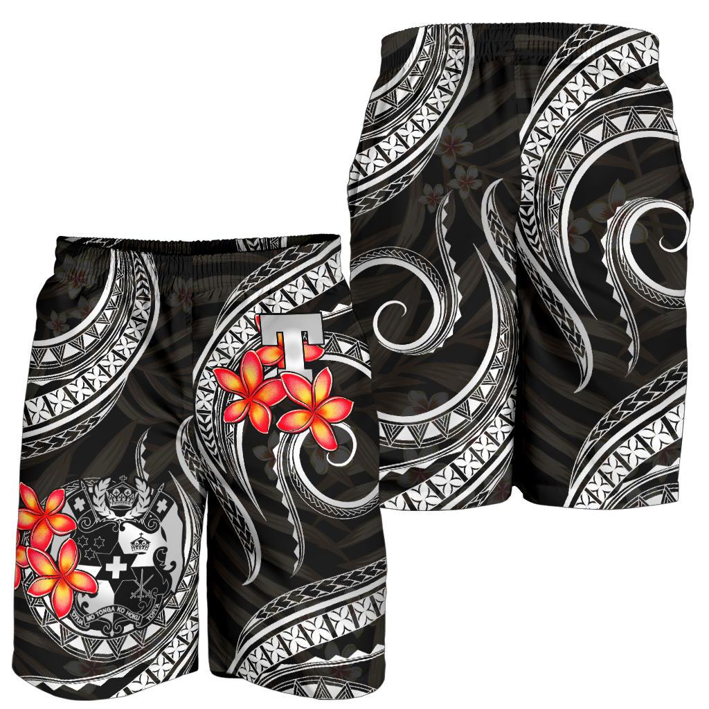Tonga Polynesian Men Shorts - White Plumeria - Polynesian Pride