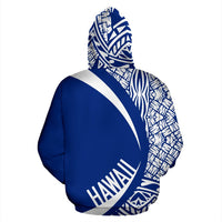 Hawaii Turtle Polynesian Hoodie Circle Style White and Blue - Polynesian Pride