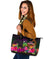 New Caledonia Polynesian Large Leather Tote Bag - Summer Hibiscus - Polynesian Pride