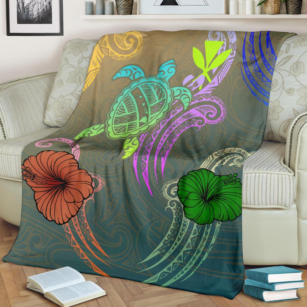 Hawaii Turtle Polynesian Premium Blanket - Tag Style - Polynesian Pride