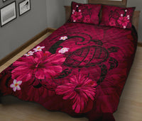 Hawaii Turtle Poly Tribal Quilt Bed Set - Pink - Polynesian Pride