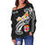 Fiji Women's Off Shoulder Sweater - Fiji Seal Polynesian Patterns Plumeria (Black) - Polynesian Pride