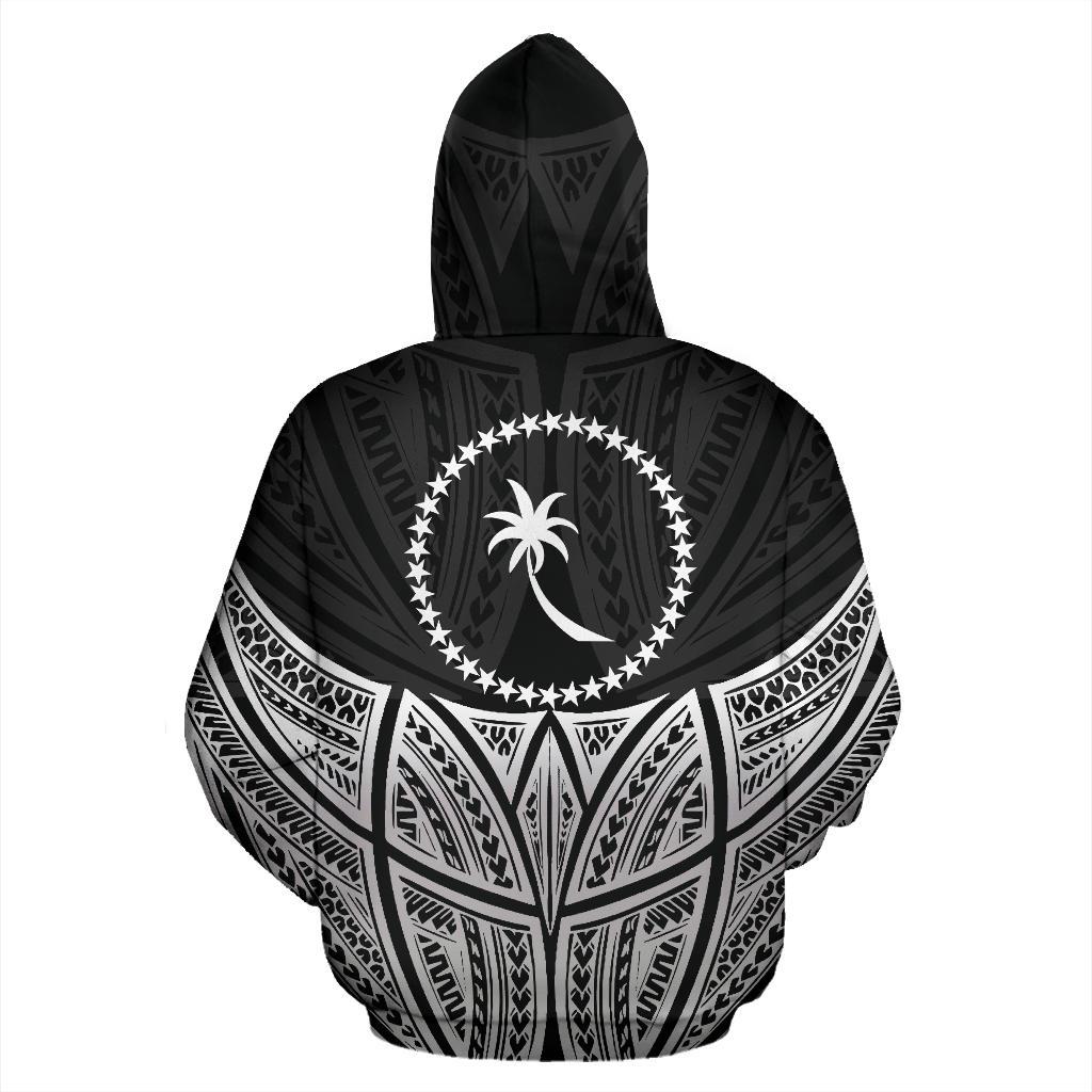 Chuuk Polynesian Zip up Hoodie Black Pride Map and Seal - Polynesian Pride
