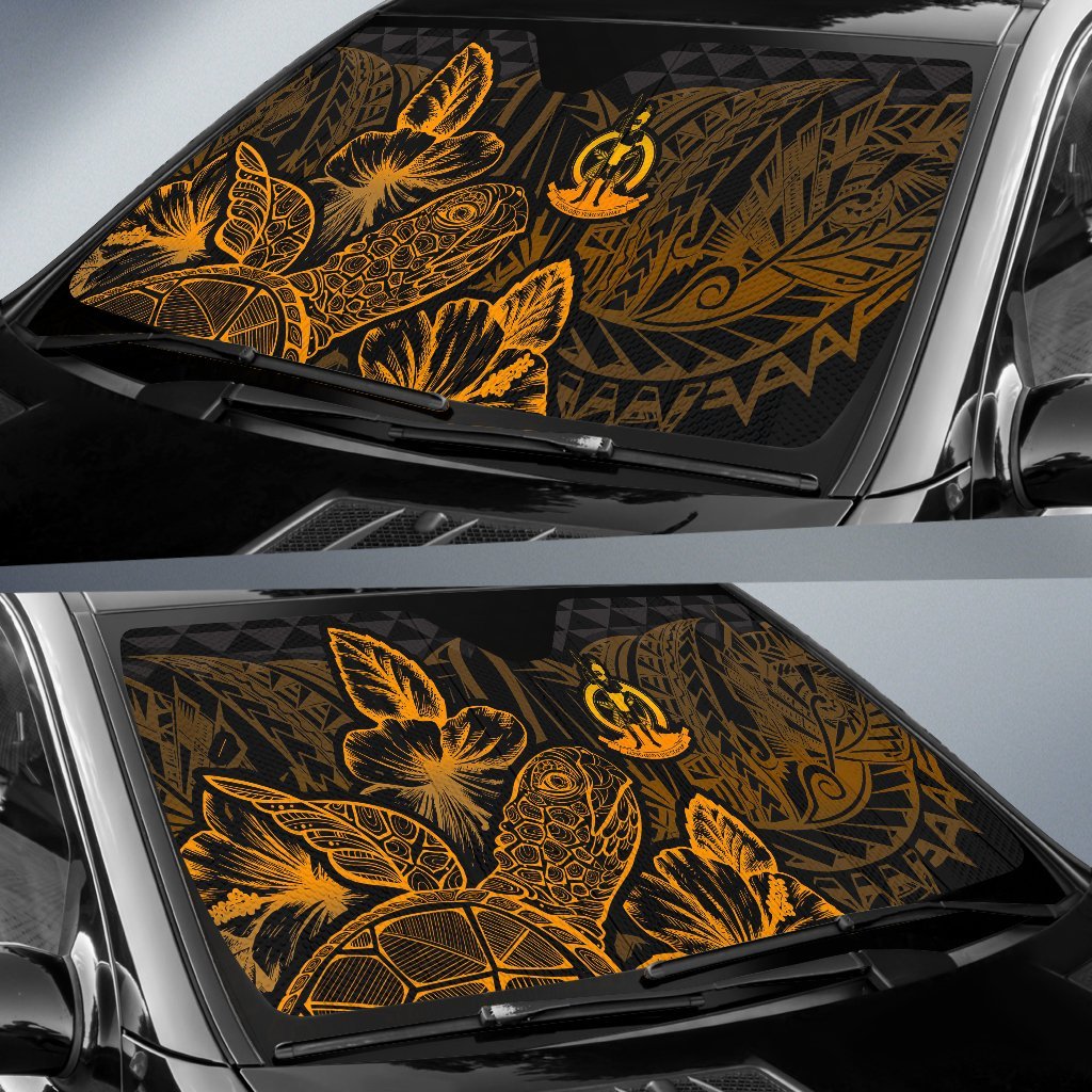 Vanuatu Auto Sun Shades Turtle Hibiscus Gold - Polynesian Pride