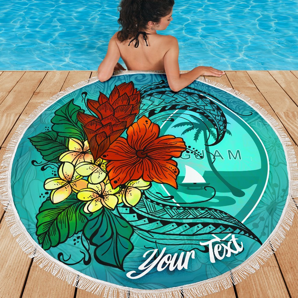 Guam Beach Blanket - Custom Personalised Tropical Flowers Style - Polynesian Pride