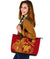 Hawaii Polynesian Personalised Large Leather Tote Bag - Vintage Polynesian Turtle (Red) - Polynesian Pride