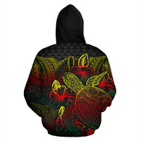 Polynesian Zip up Hoodie Turtle Hibiscus Reggae - Polynesian Pride