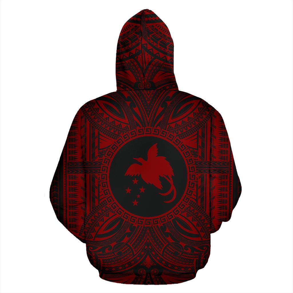 Papua New Guinea 1 ll Over Hoodie Papua New Guinea 1 Coat of rms Polynesian Red Black - Polynesian Pride