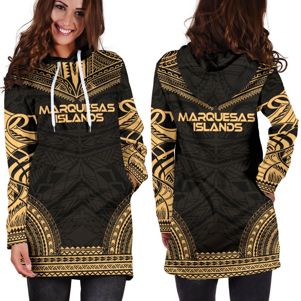 Marquesas Islands Women's Hoodie Dress - Polynesian Gold Chief - Polynesian Pride