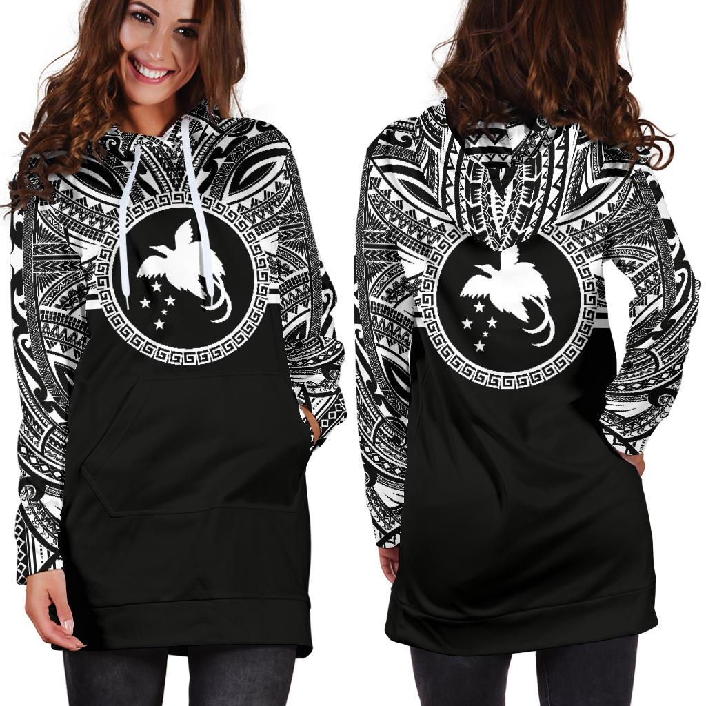 Papua New Guinea 1 Women Hoodie Dress - Papua New Guinea 1 Coat Of Arms Polynesian Black Color - Polynesian Pride