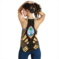 Guam Women Racerback Tank - Polynesian Tattoo Gold - Polynesian Pride