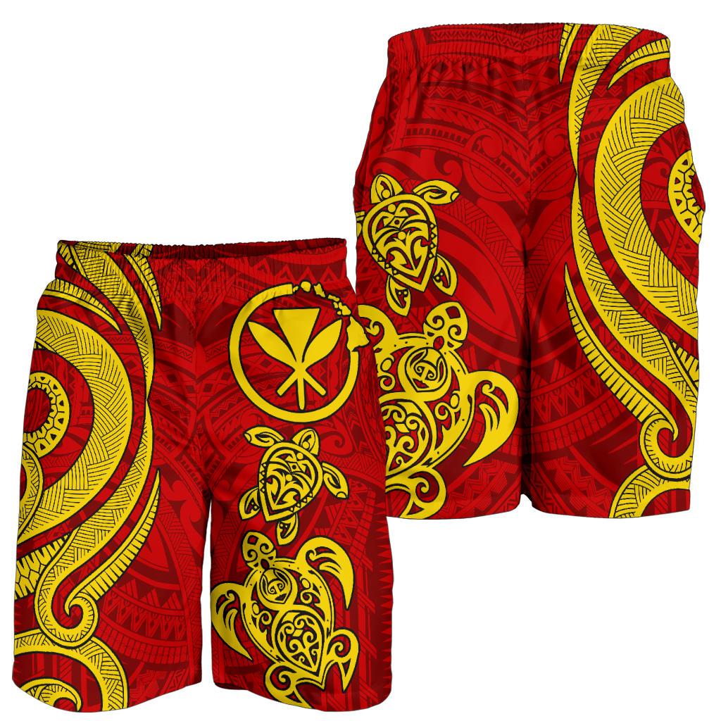 Polynesian Hawaii (Kanaka Maoli) Men Shorts - Red Tentacle Turtle Red - Polynesian Pride