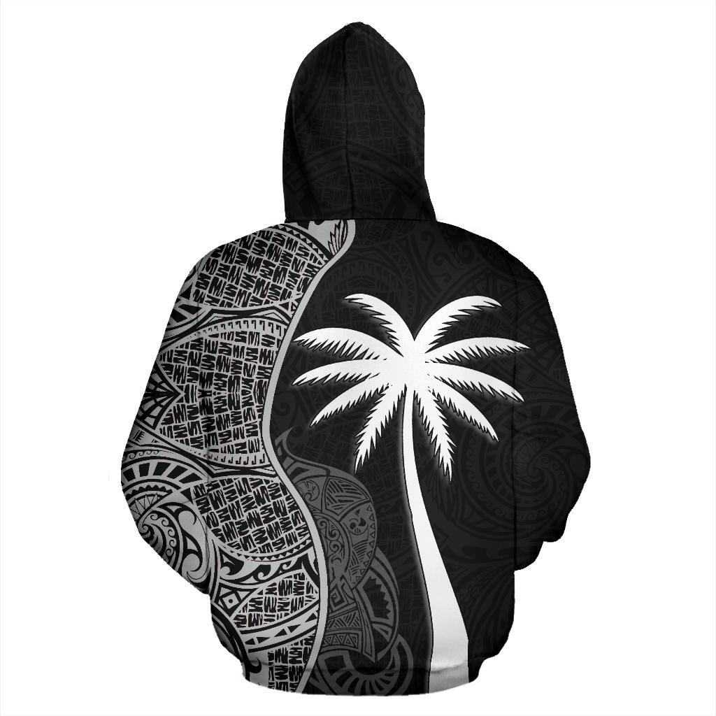 Northern Mariana Islands Polynesian Hoodie Coconut Tree Black - Polynesian Pride