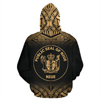 Niue Polynesian Custom Zip up Hoodie Fog Gold - Polynesian Pride