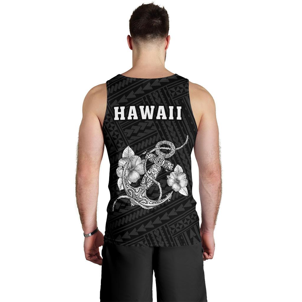 Hawaii Kakau Polynesian Anchor Map Men's Tank Top - White - Polynesian Pride