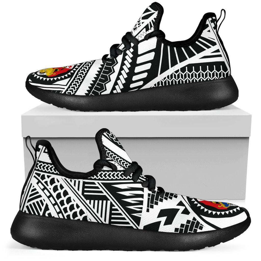 Tonga Polynesian Tattoo Mesh Knit Sneakers White - Polynesian Pride