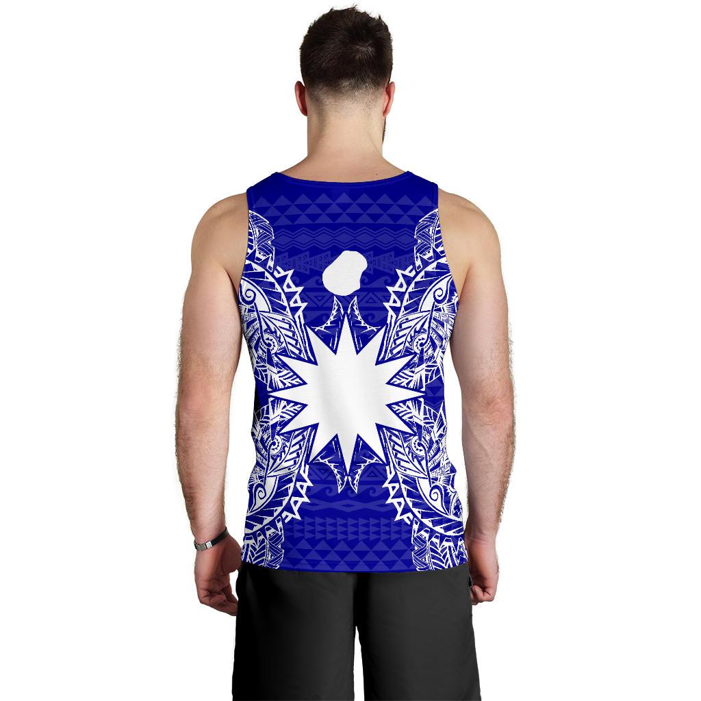 Nauru Polynesian Men Tank Top Map Blue - Polynesian Pride