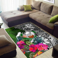 Pohnpei Area Rug White - Turtle Plumeria Banana Leaf - Polynesian Pride