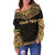 Hawaii Polynesian Chief Custom Personalised Women's Off Shoulder Sweater - Gold Version - Polynesian Pride