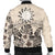 Nauru Men's Bomber Jacket - The Beige Hibiscus - Polynesian Pride