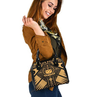 Samoa Polynesian Shoulder Handbag - Samoa Gold Seal with Polynesian Tattoo One Size Gold - Polynesian Pride