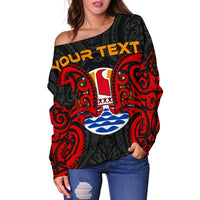 Tahiti Polynesian Custom Personalised Women's Off Shoulder Sweater - Tahitians Spirit - Polynesian Pride