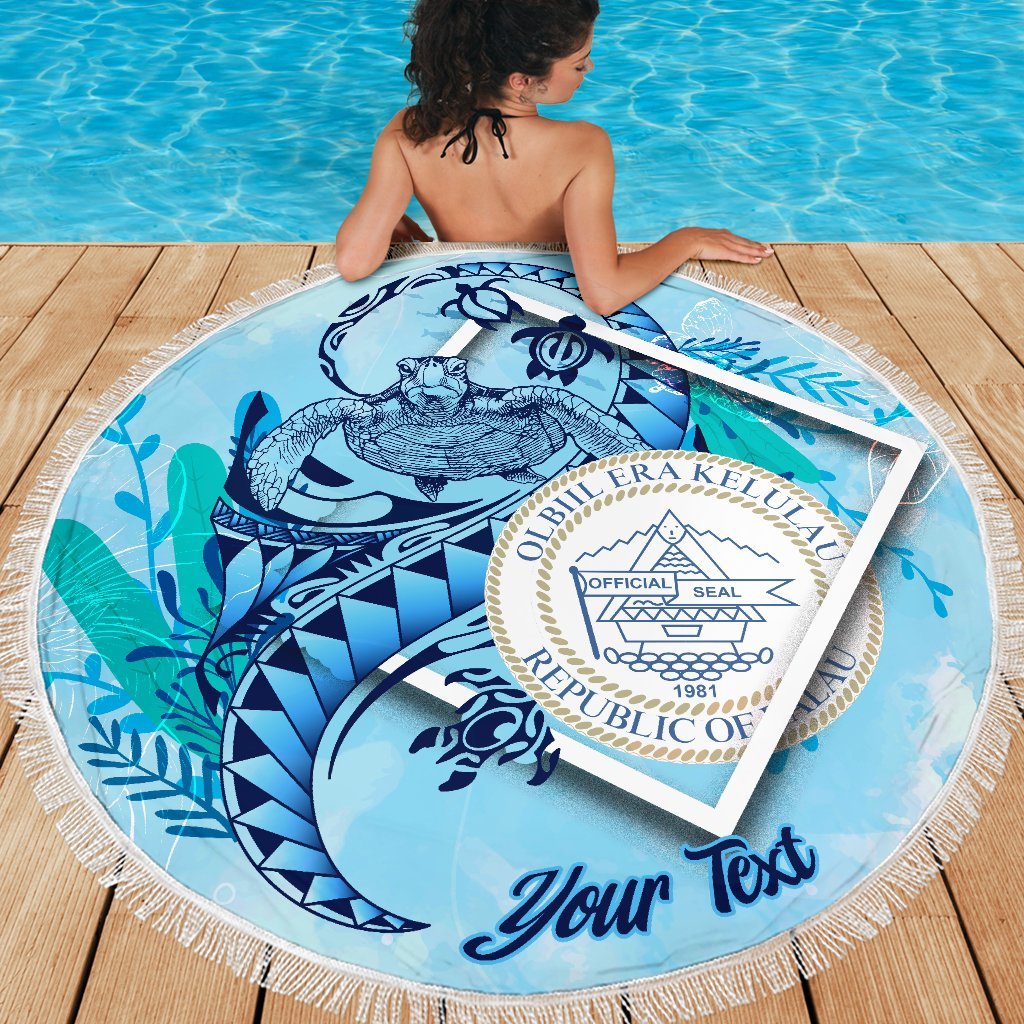 Palau Beach Blanket - Custom Personalised Turtle Under The Sea Style - Polynesian Pride
