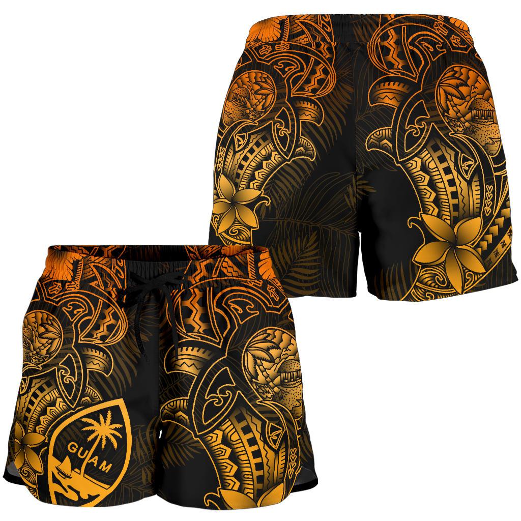Guam Polynesian Women Shorts - Gold Turtle Homeland - Polynesian Pride